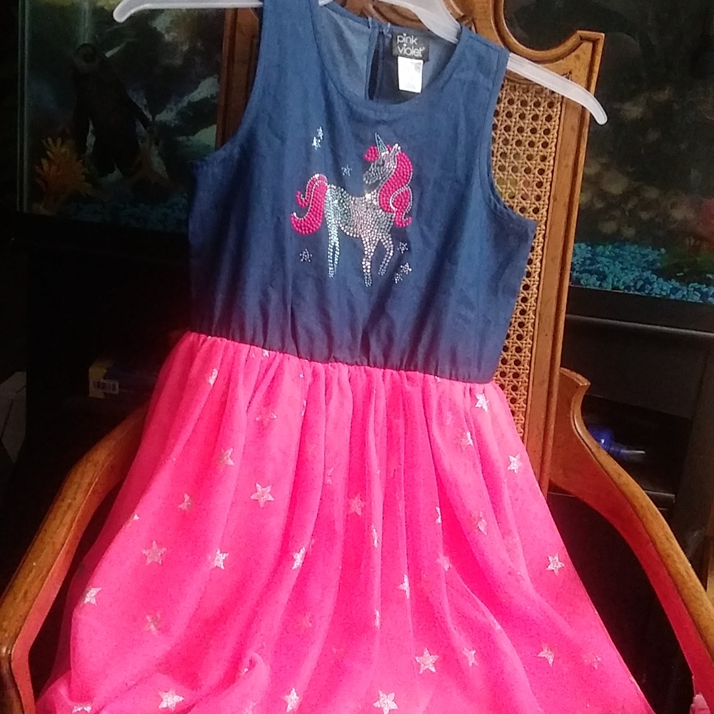 A cute unicorn dress little girls size 10 (new)